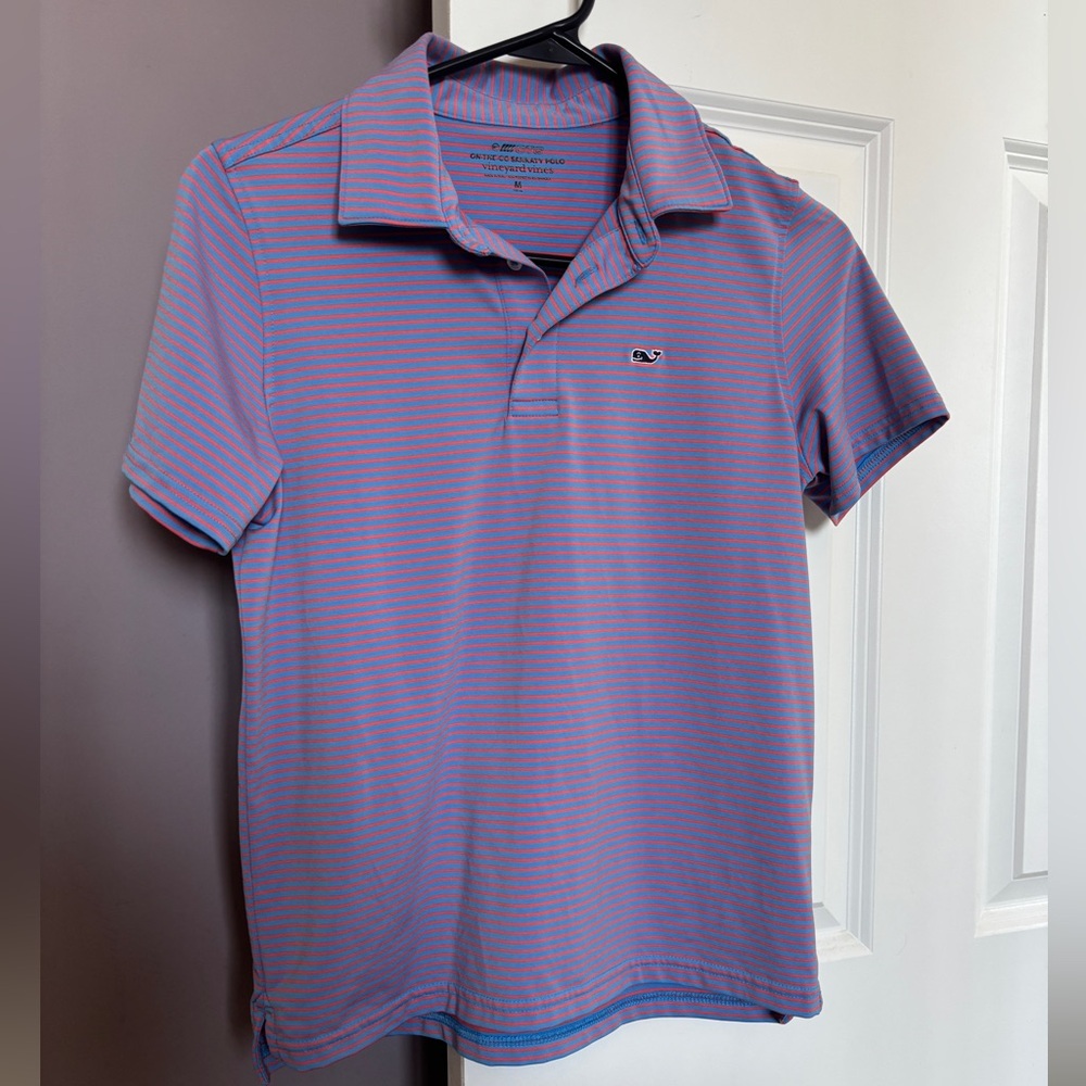 Vineyard Vines Boy’s Polo in Blue/Red Stripes
